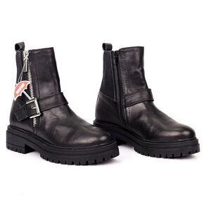 Blondo Women Garnet Waterproof Black Leather Moto Biker Ankle Boots size 6.5